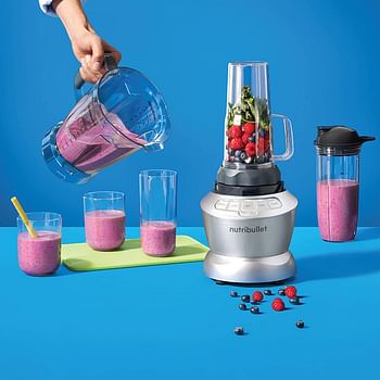 Nutribullet Full Size Blender + Combo 1200 Watts, 11 Piece Set, Multi-Function High Speed Blender, Mixer System With Nutrient Extractor, Smoothie Maker, Silver