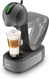 ماكينة تحضير القهوة انفنيست Edg268.Gy من نسكافية دولتشي غوستو، ماكينة تحضير القهوة باستخدام كبسولات صغيرة وشاشة انفنيسما، لون رمادي، EDG268.GY