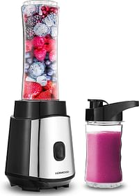 KENWOOD Personal Blender 350W Smoothie Blender/Smoothie Maker with 570ml & 400ml Tritan Smoothie2Go Bottle and Lid, Ice Crush Function BLM05.A0BK Black/Silver