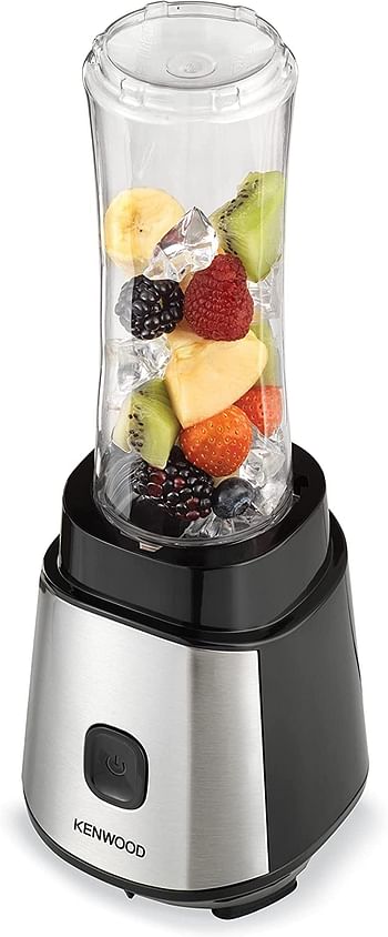 KENWOOD Personal Blender 350W Smoothie Blender/Smoothie Maker with 570ml & 400ml Tritan Smoothie2Go Bottle and Lid, Ice Crush Function BLM05.A0BK Black/Silver