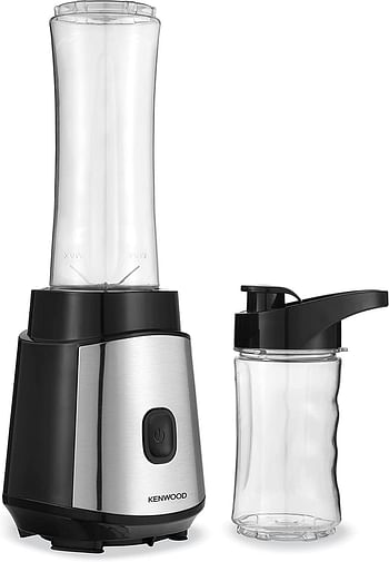 KENWOOD Personal Blender 350W Smoothie Blender/Smoothie Maker with 570ml & 400ml Tritan Smoothie2Go Bottle and Lid, Ice Crush Function BLM05.A0BK Black/Silver