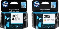 HP 305 Black Original Ink Cartridge (1) + HP 305 Tri-color Original Ink Cartridge(1)/Plain/Multi color/one size