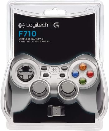 Logitech G F710 Wireless Gamepad, 2.4 GHz Wireless with USB Nano-Receiver, Controller Dual Vibration Feedback, 4 Switch D-Pad, PC/Steam/Windows/AndroidTV - F710 Controller - Grey, Blue