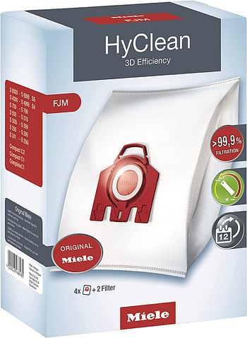 Miele HyClean 3D FJM dustbags - 3.5 liters capacity (4 bags)/Replacement Dustbags/multi color/one size