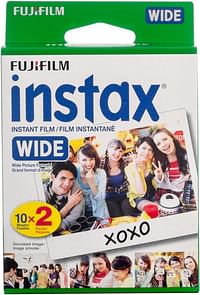 فيلم فوجي فيلم Instax الفوري العريض 2 × 10 (20 ورقة) قد تختلف التعبئة ، أبيض، 20 حالة تعريضة، عبوة مزدوجة من فيلم Instax