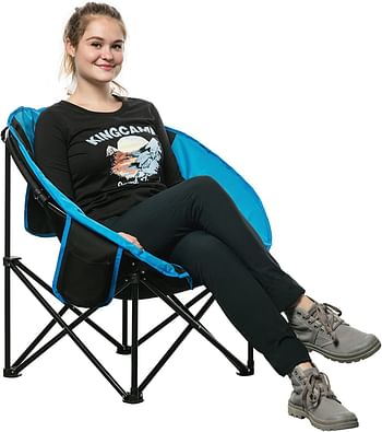 King camp-Moon Leisure Comfort Camping Folding Chair,70D x 84W x 80H ,Blue - Large