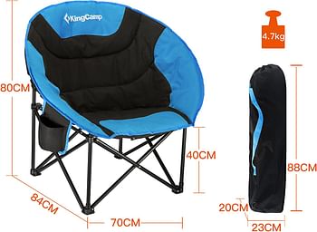 King camp-Moon Leisure Comfort Camping Folding Chair,70D x 84W x 80H ,Blue - Large