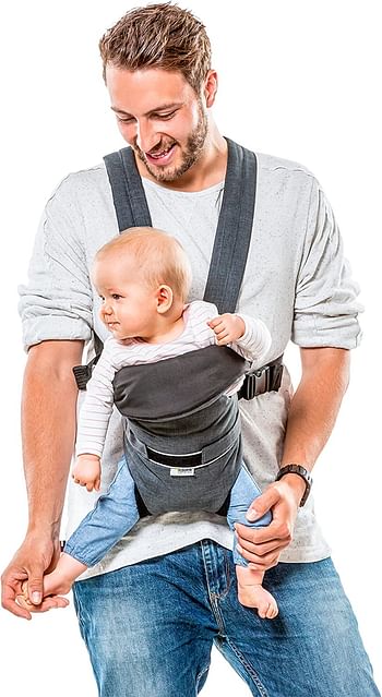 Hauck 2 Way Carrier, Ergonomic Baby Carrier, 0M+ to 12 kg - Charcoal 2 - Way Carrier/Grey/12 Kilograms