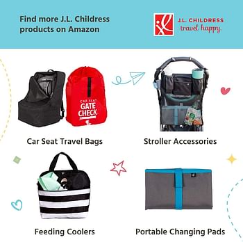 J.L. Childress Stroller Travel Bag for Single and Double Strollers, Durable and Protective, Water-Resistant and Easy Clean, Carry Handles and Detachable Padded Shoulder Strap, Black /42x21x13 Inch (Pack of 1)