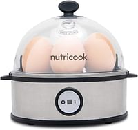 NutriCook Rapid Egg Cooker: 7 Egg Capacity Electric Egg Cooker for Boiled Eggs, Poached Eggs, Scrambled Eggs, or Omelettes with Auto Shut Off Feature - Copper Silver