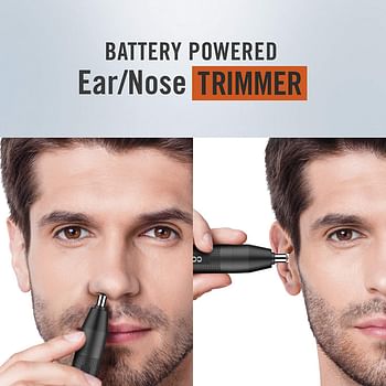 ConairMAN Battery-Powered Ear/Nose Trimmer, Includes Detailer and Shaver Attachment /Men's: Detailer and Shaver Attachment/Black