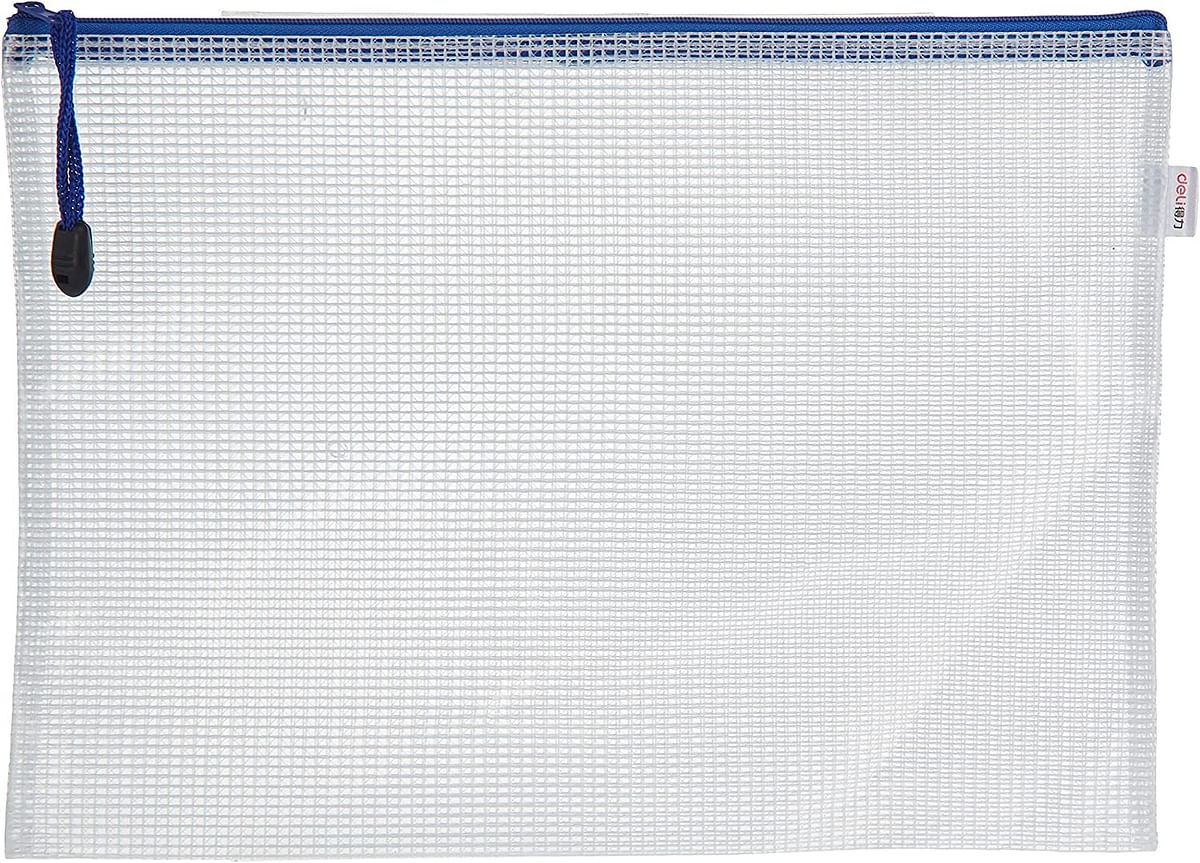 Deli E5654 PVC Mesh Zipper Bag, A4 Size, Assorted Multi color