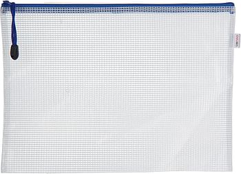 Deli E5654 PVC Mesh Zipper Bag, A4 Size, Assorted Multi color