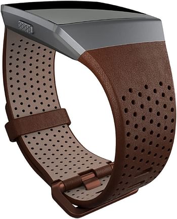 Fitbit FIT-102 Ionic Perforated Leather Accessory Band, Small, Cognac Brown, FB164LBDBS, Iconic Small/Black