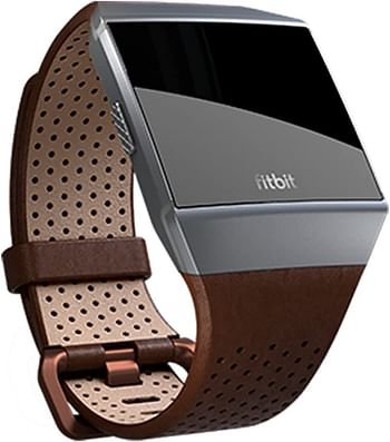 Fitbit FIT-102 Ionic Perforated Leather Accessory Band, Small, Cognac Brown, FB164LBDBS, Iconic Small/Black