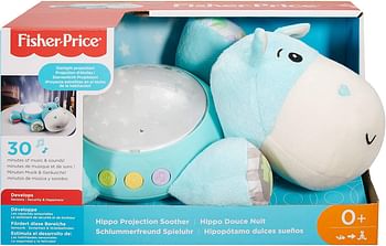 Fisher-Price Hippo Projection Soother, Musical Plush Toy CGN86 Multi-Colour