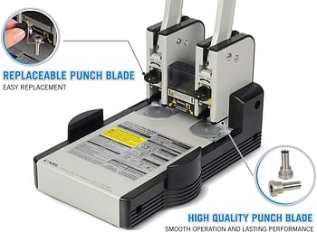 Carl MFG Heavy-Duty Punch, 2-Hole, 6mm, 100 Sheet Capacity, Silver/Blue (CUI62100)