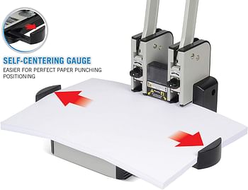 Carl MFG Heavy-Duty Punch, 2-Hole, 6mm, 100 Sheet Capacity (CUI62100) - Silver/Black