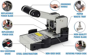 Carl MFG Heavy-Duty Punch, 2-Hole, 6mm, 100 Sheet Capacity, Silver/Blue (CUI62100)