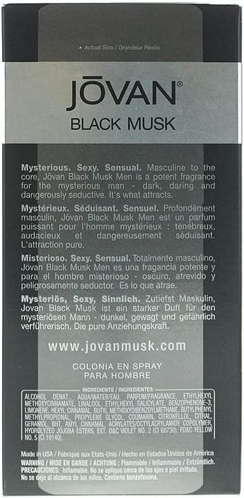 JOVAN Black Musk Eau De Cologne Spray For Men 88 ml Multicolor