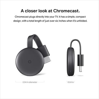 Google GA00439-US Chromecast 3 - Black (Pack of 1) One Size