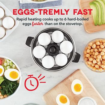 Dash Rapid Egg Cooker: 6 Egg Capacity Electric Egg Cooker for Hard Boiled Eggs, Poached Eggs, Scrambled Eggs, or Omelets with Auto Shut Off Feature, Black