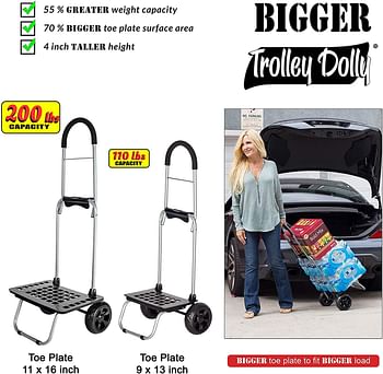 dbest products Bigger Trolley Dolly, Black Shopping Grocery Foldable Cart /Black/One Size