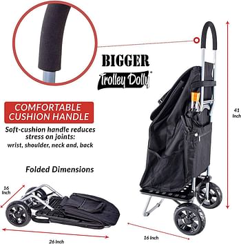 dbest products Bigger Trolley Dolly, Black Shopping Grocery Foldable Cart /Black/One Size