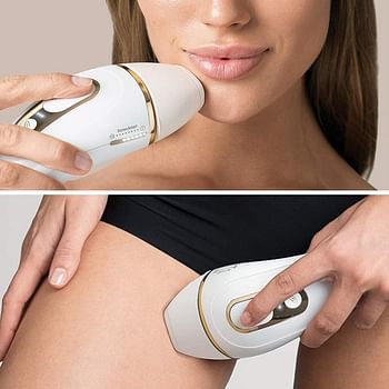 Braun IPL Silk Expert Pro 5 PL5014 Generation IPL, Permanent Visible Hair Removal for Women and Men with Premium Pouch and Venus Razor, White and Gold