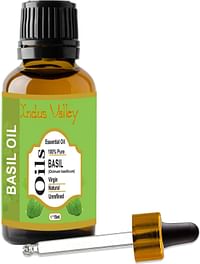Indus Valley 100% Pure Natural Halal Certified Basil Essential oil Hair care Skin Face Care Aromatherapy Oil,15ML /basil