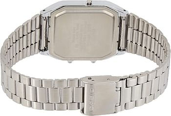 Casio Unisex-Adult Quartz Watch, Analog-Digital Display and Stainless Steel Strap Grey-White 28mm