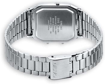 Casio Unisex-Adult Quartz Watch, Analog-Digital Display and Stainless Steel Strap Grey-White 28mm