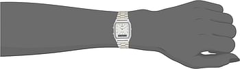 Casio Unisex-Adult Quartz Watch, Analog-Digital Display and Stainless Steel Strap Grey-White 28mm