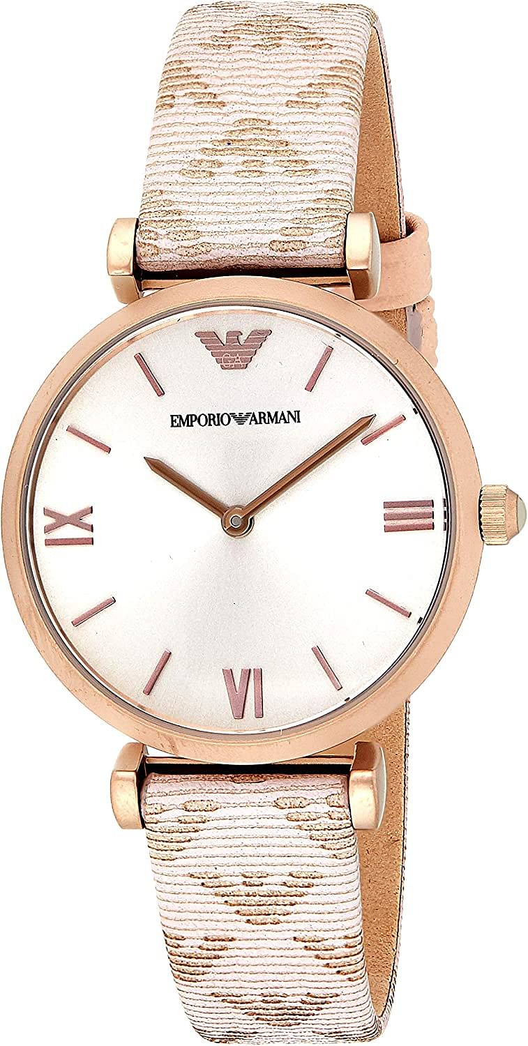 Emporio Armani Women's Quartz Stainless Steel and Leather Casual Watch Model: AR11126 31.5 millimeters Pink & Gray