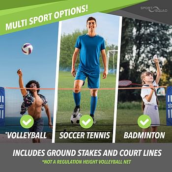 HIT MIT Adjustable Height Portable Badminton Net Set - Competition Multi Sport Indoor or Outdoor Net for Playing Pickleball, Kids Volleyball, Soccer Tennis, Lawn Tennis - Easy and Fast Assembly, 17 Feet, Multicolor