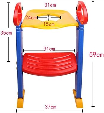 Kids Toilet Seat with Ladder Multicolor 59 x 37 CM