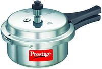 Prestige Popular Pressure Cooker 2 Ltr | Aluminium Pressure Cooker With Lid | Precision Weight Valve|Metallic Safety Plug Silver