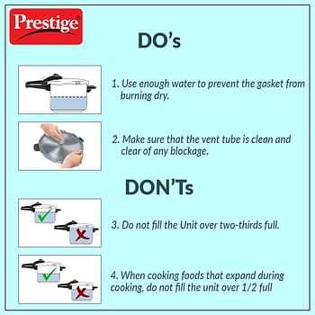 Prestige Popular Pressure Cooker 2 Ltr | Aluminium Pressure Cooker With Lid | Precision Weight Valve|Metallic Safety Plug Silver