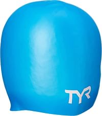 TYR Sport Long Hair Silicone Swim Cap /Blue/One Size