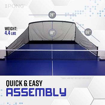 iPong Carbon Fiber Table Tennis Ball Catch Net - Practice Net Attaches to Ping Pong Table for Ball Collection During Table Tennis Robot, Serve or Multi-Ball Training