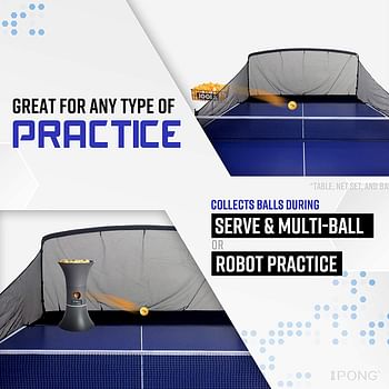 iPong Carbon Fiber Table Tennis Ball Catch Net - Practice Net Attaches to Ping Pong Table for Ball Collection During Table Tennis Robot, Serve or Multi-Ball Training