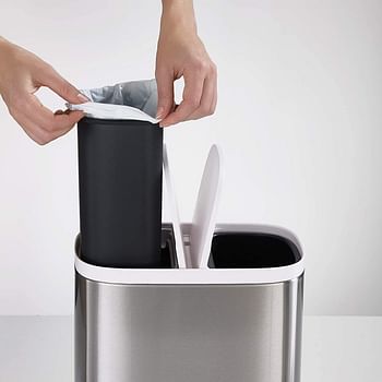 Joseph Joseph 70520 Split Steel Recycling Waste Bin 1.6 gallon/6 liter Stainless Steel - Grey, White