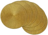 مجموعة مفارش المائدة المستديرة المعدنية من دي اي اي المنسوجة، 15 انش، لون ذهبي، 6 قطع