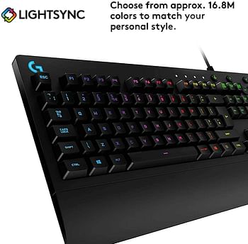 Logitech G213 Prodigy Gaming Keyboard, LIGHTSYNC RGB Backlit Keys, Spill-Resistant, Customizable Keys, Dedicated Multi-Media Keys, QWERTY UK Layout - Black