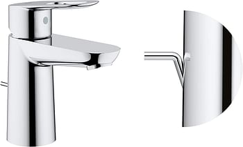 GROHE Bathroom Fixtures, Standart Spout Basin Mixer with Pop-up Waste - Bauloop Collection, 23335000-silver