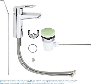 GROHE Bathroom Fixtures, Standart Spout Basin Mixer with Pop-up Waste - Bauloop Collection, 23335000-silver