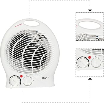 سخان متنقل FLEXY للمنزل والمكتب سخان مساحة صغيرة مع ترموستات قابل للتعديل (2000W)-ابيض