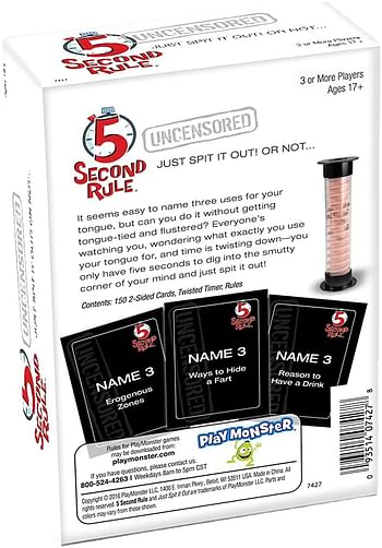 PlayMonster 5 Second Rule Uncensored -- Just Spit it Out... Or Not -- Quick Thinking Party Game -- Adult Humor -- Ages 17+ red
