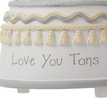 كرة ثلج موسيقية مزينة بمجسم فيل وعبارة «Love You Tons» من الراتنج / الزجاج من بريشوس مومنتس، رمادي شيفرون
