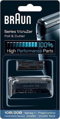 Braun Shaver Replacement Part 10B/20B Black - Compatible with cruZer and Series 1 shavers